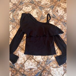 Anthropologie Postmark One Shoulder Long Sleeve medium cotton top boho poplin